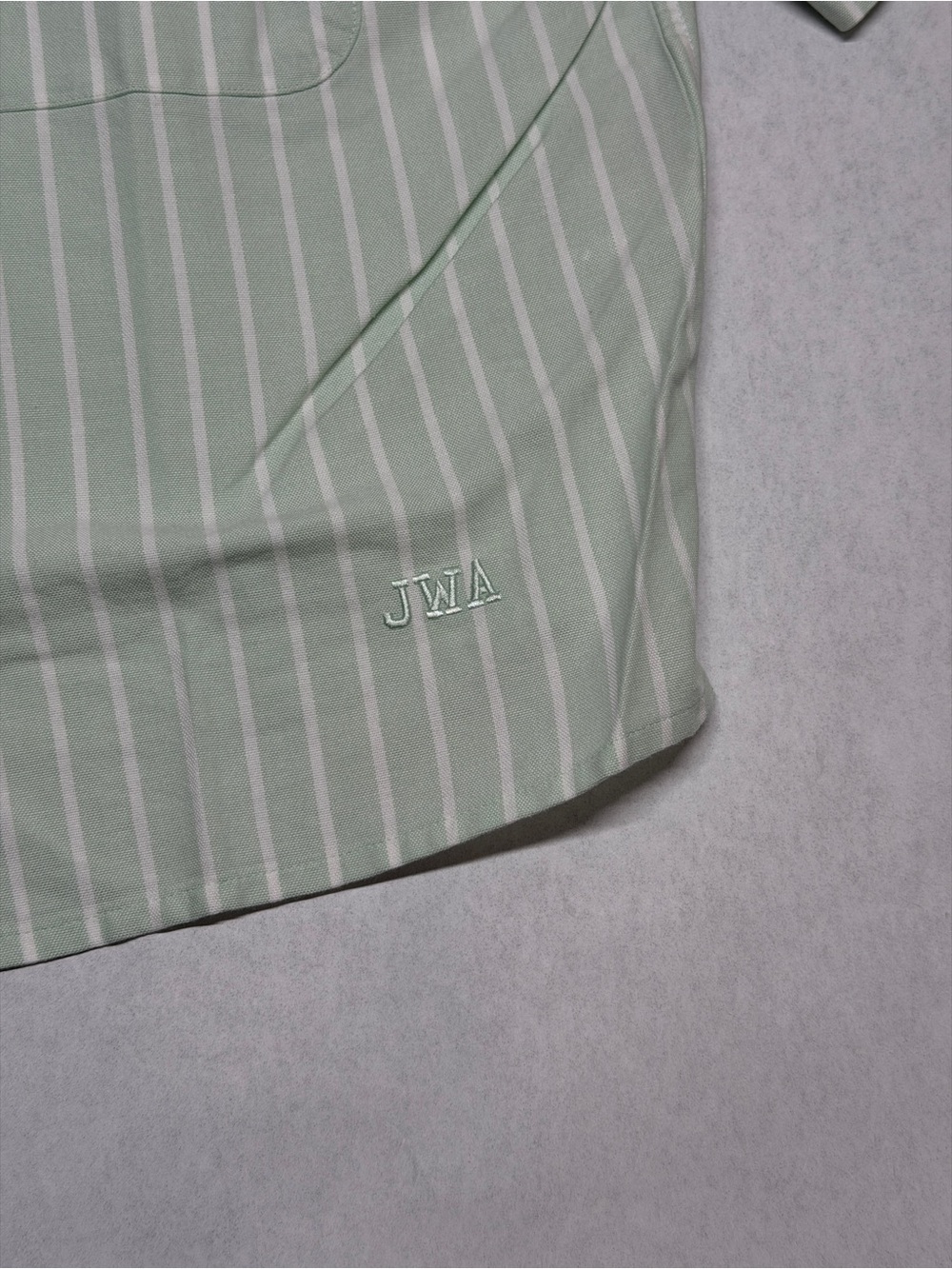 UNIQLO JW ANDERSON Womans Oxford Boxy S/S Button Up Shirt Sz Small Green Striped - Picture 5 of 8